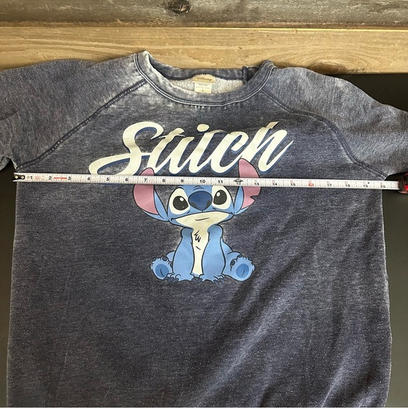 Disney Stitch Sweatshirt Womens Small Blue Gray Long Sleeve Crew Neck Acid Wash - Picture 7 of 9